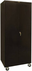 Hallowell - 4 Shelf Mobile Storage Cabinet - Steel, 36" Wide x 24" Deep x 72" High, Black - USA Tool & Supply