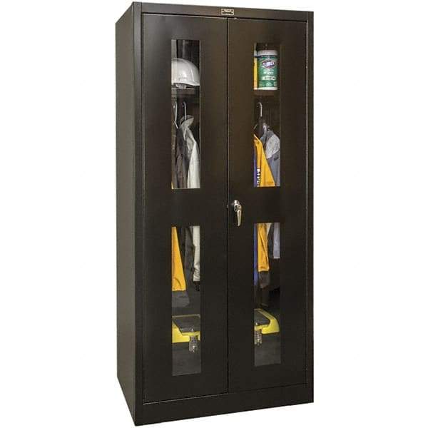 Hallowell - 1 Shelf Wardrobe Storage Cabinet - Steel, 36" Wide x 18" Deep x 72" High, Black - USA Tool & Supply