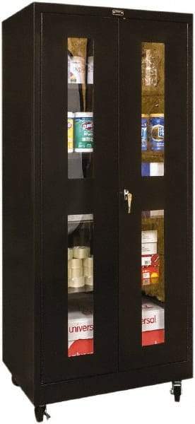 Hallowell - 4 Shelf Mobile Storage Cabinet - Steel, 36" Wide x 24" Deep x 72" High, Black - USA Tool & Supply
