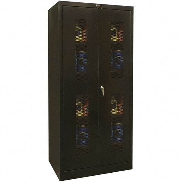 Hallowell - 4 Shelf Visible Storage Cabinet - Steel, 36" Wide x 18" Deep x 72" High, Black - USA Tool & Supply