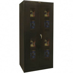 Hallowell - 4 Shelf Locking Storage Cabinet - Steel, 48" Wide x 18" Deep x 72" High, Black - USA Tool & Supply