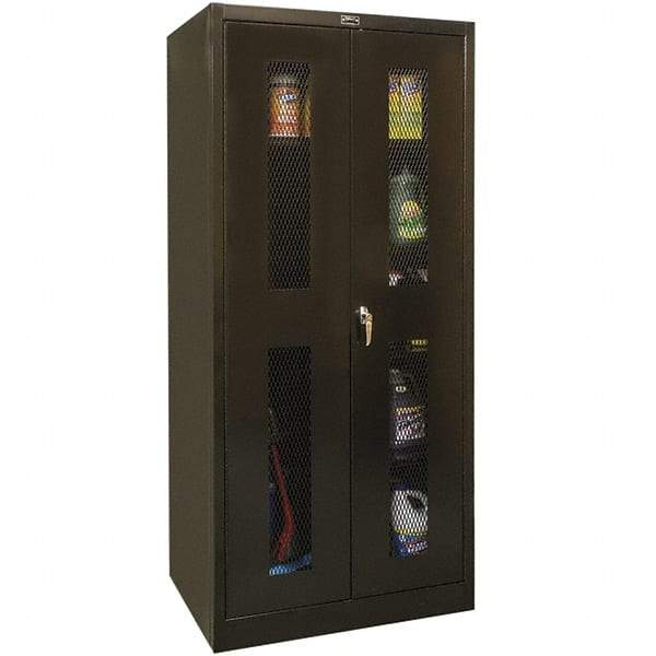 Hallowell - 4 Shelf Combination Storage Cabinet - Steel, 48" Wide x 18" Deep x 72" High, Black - USA Tool & Supply