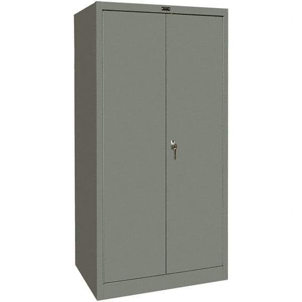 Hallowell - 1 Shelf Wardrobe Storage Cabinet - Steel, 36" Wide x 18" Deep x 72" High, Gray - USA Tool & Supply
