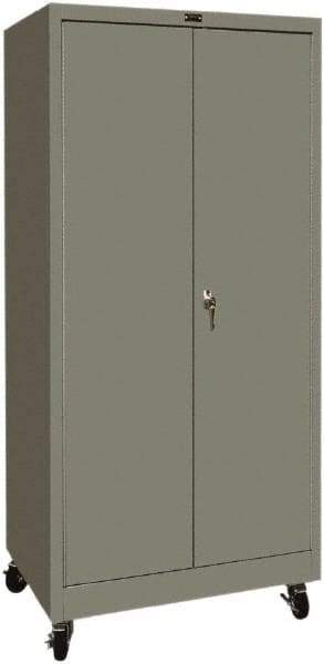 Hallowell - 4 Shelf Mobile Storage Cabinet - Steel, 36" Wide x 24" Deep x 72" High, Gray - USA Tool & Supply