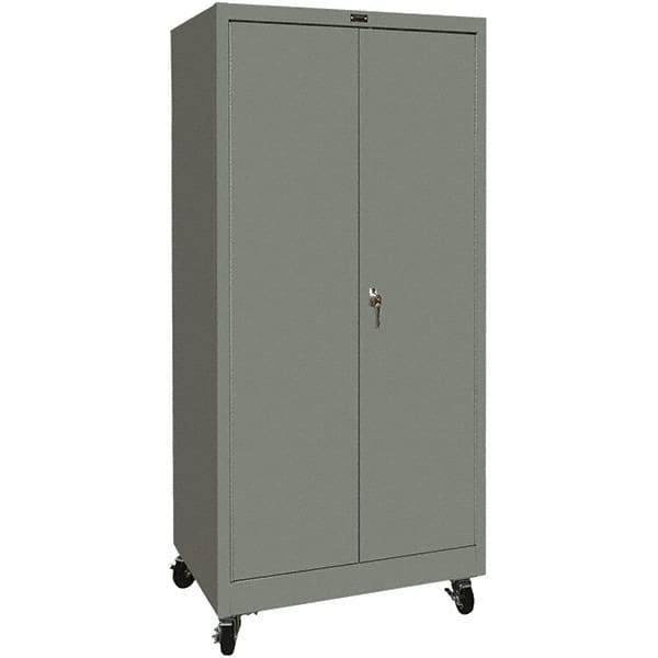 Hallowell - 4 Shelf Mobile Storage Cabinet - Steel, 48" Wide x 24" Deep x 72" High, Gray - USA Tool & Supply