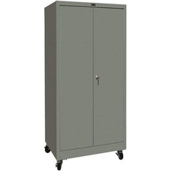 Hallowell - 4 Shelf Mobile Storage Cabinet - Steel, 48" Wide x 24" Deep x 72" High, Gray - USA Tool & Supply