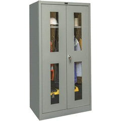 Hallowell - 1 Shelf Wardrobe Storage Cabinet - Steel, 36" Wide x 18" Deep x 72" High, Gray - USA Tool & Supply