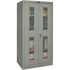 Hallowell - 4 Shelf Locking Storage Cabinet - Steel, 48" Wide x 18" Deep x 72" High, Gray - USA Tool & Supply
