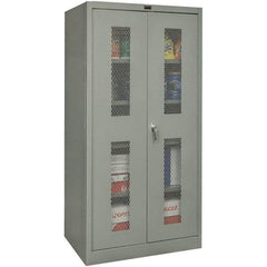 Hallowell - 4 Shelf Locking Storage Cabinet - Steel, 48" Wide x 18" Deep x 72" High, Gray - USA Tool & Supply