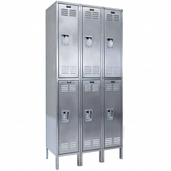 Hallowell - 6 Door, 2 Tier, Stainless Steel Locker - USA Tool & Supply