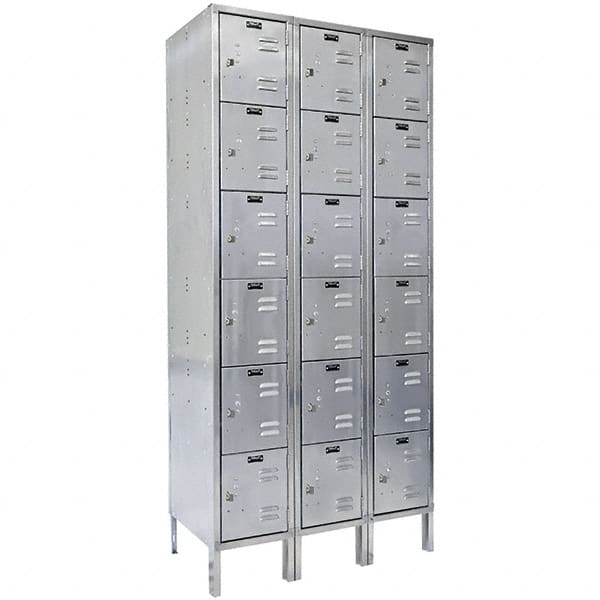 Hallowell - 18 Door, 6 Tier, Stainless Steel Locker - USA Tool & Supply