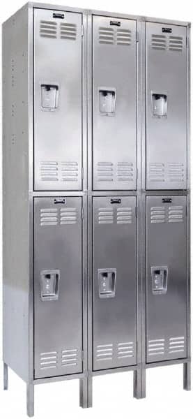 Hallowell - 6 Door, 2 Tier, Stainless Steel Locker - USA Tool & Supply