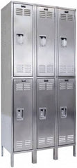 Hallowell - 6 Door, 2 Tier, Stainless Steel Locker - USA Tool & Supply