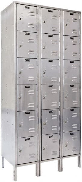 Hallowell - 18 Door, 6 Tier, Stainless Steel Locker - USA Tool & Supply