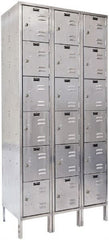 Hallowell - 18 Door, 6 Tier, Stainless Steel Locker - USA Tool & Supply