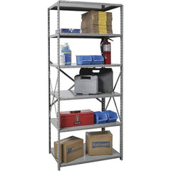 Hallowell - 6 Shelf Starter Medium-Duty Open Steel Shelving - 375 Lb Capacity, 48" Wide x 87" High x 12" Deep, Gray - USA Tool & Supply