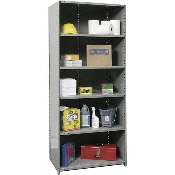 Hallowell - 6 Shelf, 900 Lb. Capacity, Closed Shelving Starter Unit - 48 Inch Wide x 24 Inch Deep x 87 Inch High, Gray - USA Tool & Supply