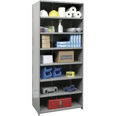 Hallowell - 8 Shelf, 500 Lb. Capacity, Closed Shelving Starter Unit - 36 Inch Wide x 24 Inch Deep x 87 Inch High, Gray - USA Tool & Supply