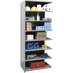 Hallowell - 8 Shelf, 350 Lb. Capacity, Closed Shelving Add-On Unit - 48 Inch Wide x 24 Inch Deep x 87 Inch High, Gray - USA Tool & Supply