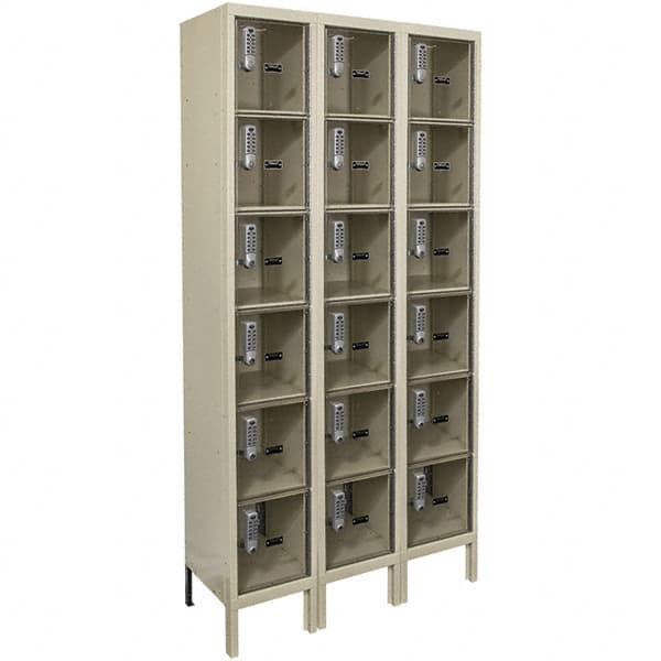 Hallowell - 18 Door, 6 Tier, Safety-View Plus Box Locker - USA Tool & Supply