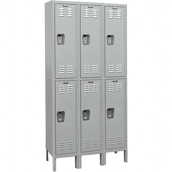 Hallowell - Medsafe 6 Door, 2 Tier, Premium Wardrobe Lockers - USA Tool & Supply