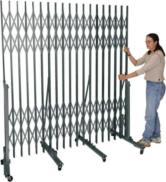 Hallowell - 6.54' High Portable Traffic Control Gate - Steel, Silver - USA Tool & Supply