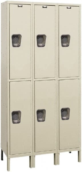 Hallowell - 6 Door, 2 Tier, Premium Wardrobe Lockers - USA Tool & Supply