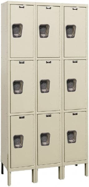 Hallowell - 9 Door, 3 Tier, Premium Wardrobe Lockers - USA Tool & Supply