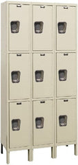 Hallowell - 9 Door, 3 Tier, Premium Wardrobe Lockers - USA Tool & Supply