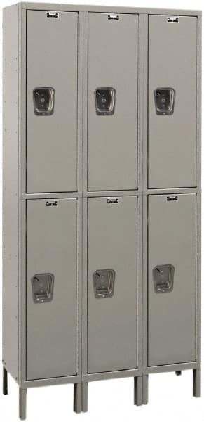 Hallowell - 6 Door, 2 Tier, Premium Wardrobe Lockers - USA Tool & Supply