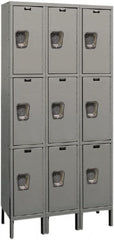 Hallowell - 9 Door, 3 Tier, Premium Wardrobe Lockers - USA Tool & Supply