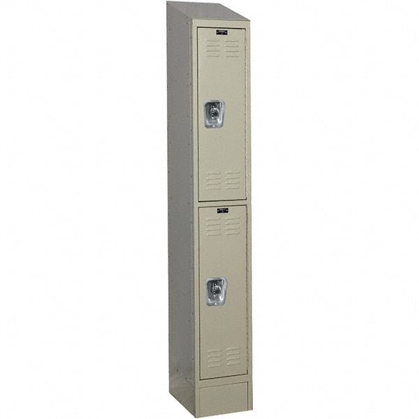 Hallowell - 2 Door, 2 Tier, Ready-Built Wardrobe & Box Lockers - USA Tool & Supply