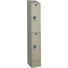 Hallowell - 2 Door, 2 Tier, Ready-Built Wardrobe & Box Lockers - USA Tool & Supply
