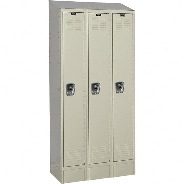 Hallowell - 3 Door, 1 Tier, Ready-Built Wardrobe & Box Lockers - USA Tool & Supply