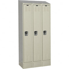 Hallowell - 3 Door, 1 Tier, Ready-Built Wardrobe & Box Lockers - USA Tool & Supply
