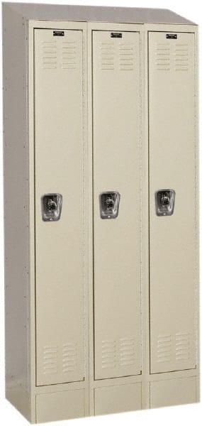 Hallowell - 3 Door, 1 Tier, Ready-Built Wardrobe & Box Lockers - USA Tool & Supply