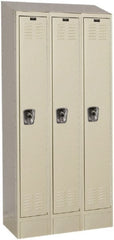 Hallowell - 3 Door, 1 Tier, Ready-Built Wardrobe & Box Lockers - USA Tool & Supply