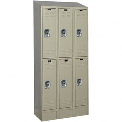 Hallowell - 6 Door, 2 Tier, Ready-Built Wardrobe & Box Lockers - USA Tool & Supply