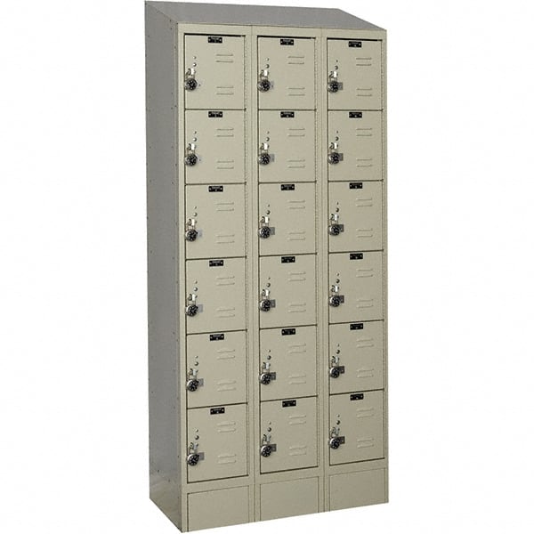 Hallowell - 18 Door, 6 Tier, Ready-Built Wardrobe & Box Lockers - USA Tool & Supply