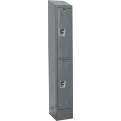 Hallowell - 2 Door, 2 Tier, Ready-Built Wardrobe & Box Lockers - USA Tool & Supply