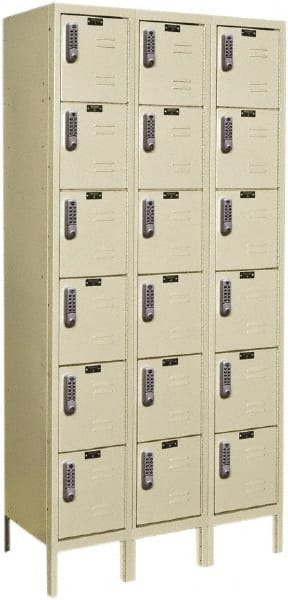 Hallowell - 18 Door, 6 Tier, Electronic Access Lockers - USA Tool & Supply