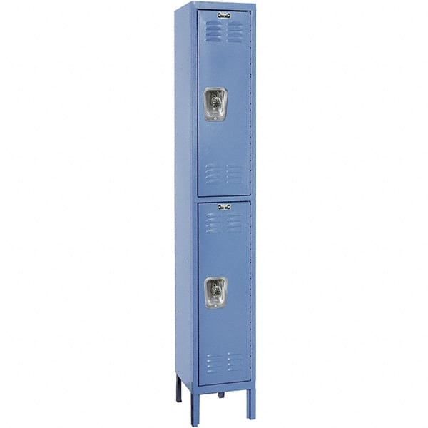 Hallowell - 2 Door, 2 Tier, Ready-Built Wardrobe & Box Lockers - USA Tool & Supply