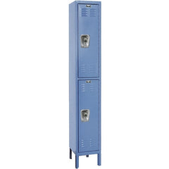 Hallowell - 2 Door, 2 Tier, Ready-Built Wardrobe & Box Lockers - USA Tool & Supply
