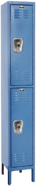 Hallowell - 2 Door, 2 Tier, Ready-Built Wardrobe & Box Lockers - USA Tool & Supply