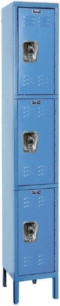 Hallowell - 3 Door, 3 Tier, Ready-Built Wardrobe & Box Lockers - USA Tool & Supply