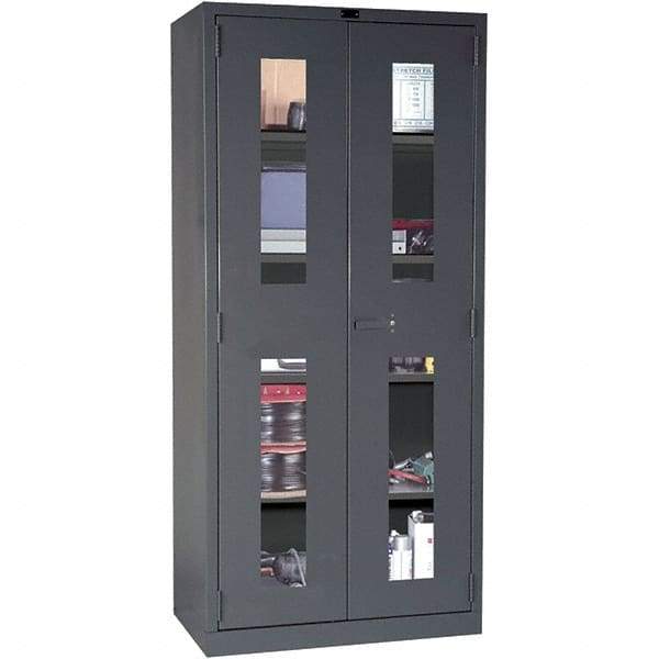 Hallowell - 4 Shelf Locking Storage Cabinet - Steel, 36" Wide x 24" Deep x 78" High, Gray - USA Tool & Supply
