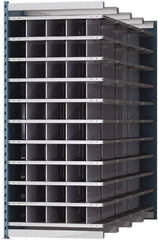 Hallowell - 50 Bin Heavy-Duty Deep Bin Industrial Shelving - 36 Inch Overall Width x 96 Inch Overall Depth x 87 Inch Overall Height, Blue and Platinum Steel Bins - USA Tool & Supply