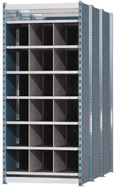 Hallowell - 18 Bin Heavy-Duty Deep Bin Industrial Shelving - 36 Inch Overall Width x 72 Inch Overall Depth x 87 Inch Overall Height, Blue and Platinum Steel Bins - USA Tool & Supply
