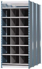 Hallowell - 18 Bin Heavy-Duty Deep Bin Industrial Shelving - 36 Inch Overall Width x 72 Inch Overall Depth x 87 Inch Overall Height, Blue and Platinum Steel Bins - USA Tool & Supply