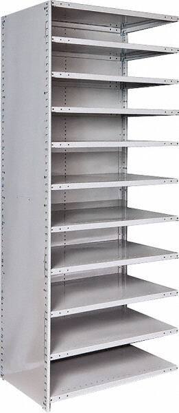 Hallowell - 11 Shelf, 500 Lb. Capacity, Closed Shelving Add-On Unit - 36 Inch Wide x 24 Inch Deep x 87 Inch High, Platinum - USA Tool & Supply